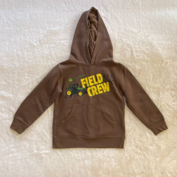 John Deere Tractor Brown Hoodie Pullover Sweatshirt Boy's Size 6 - Picture 1 of 7